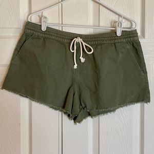 Aerie Shorts drawstring elastic waist with pockets green low rise womens large